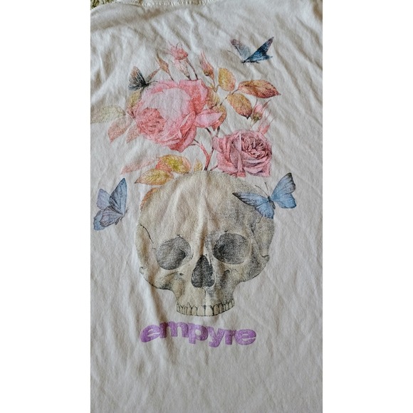 Vtg EMPYRE Mens Graphic T Shirt Skull Roses Butterflies Logo Casual Size Medium - Picture 6 of 7